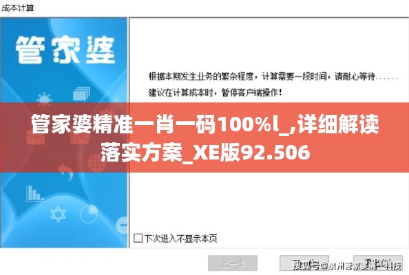 管家婆精准一肖一码100%l_,详细解读落实方案_XE版92.506