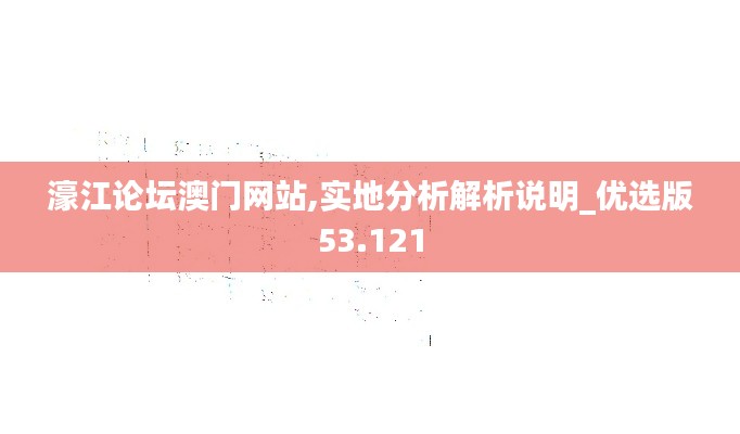 濠江论坛澳门网站,实地分析解析说明_优选版53.121