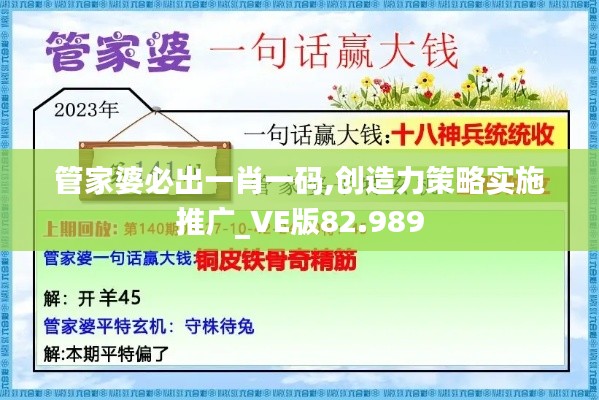 管家婆必出一肖一码,创造力策略实施推广_VE版82.989