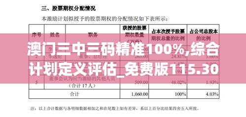 澳门三中三码精准100%,综合计划定义评估_免费版115.307-1