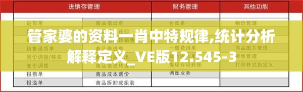 管家婆的资料一肖中特规律,统计分析解释定义_VE版12.545-3