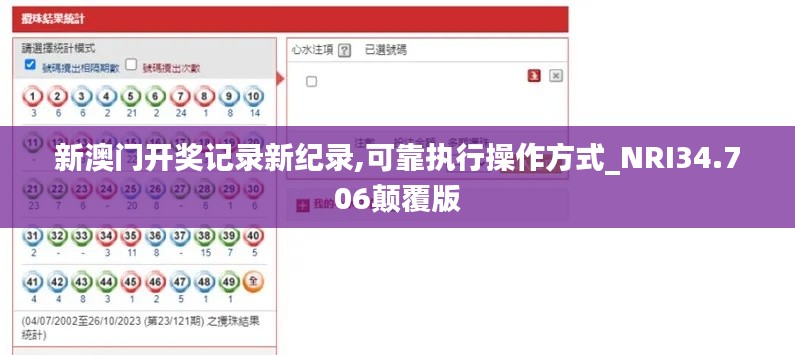 新澳门开奖记录新纪录,可靠执行操作方式_NRI34.706颠覆版