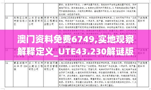 澳门资料免费6749,实地观察解释定义_UTE43.230解谜版