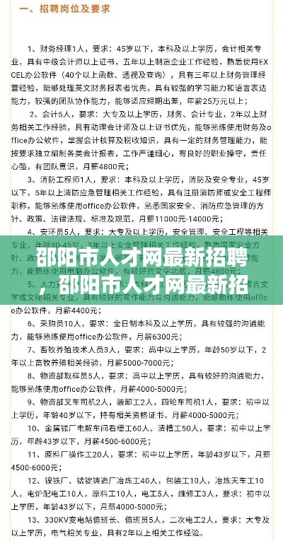 邵阳市人才网最新招聘动态，黄金机会与求职策略揭秘