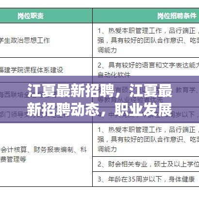 江夏最新招聘动态，职业发展的理想选择地