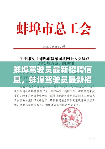 蚌埠驾驶员最新招聘信息，职业机遇与未来展望