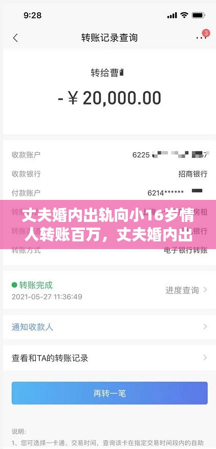 婚内出轨丈夫向小情人转账百万，伦理与法政问题的探讨