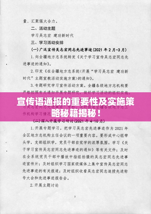 宣传语通报的重要性及实施策略秘籍揭秘！