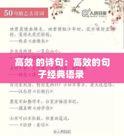 高效 的诗句：高效的句子经典语录 