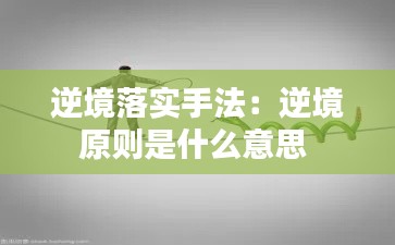 逆境落实手法：逆境原则是什么意思 