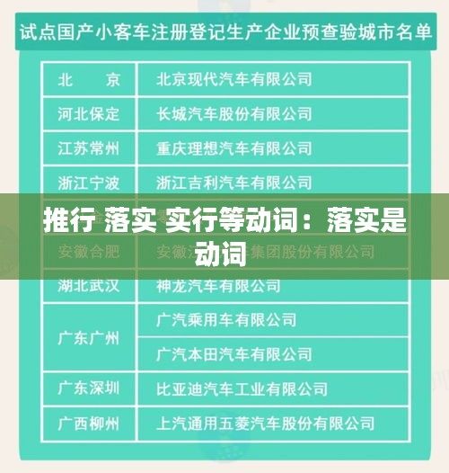 推行 落实 实行等动词：落实是动词 