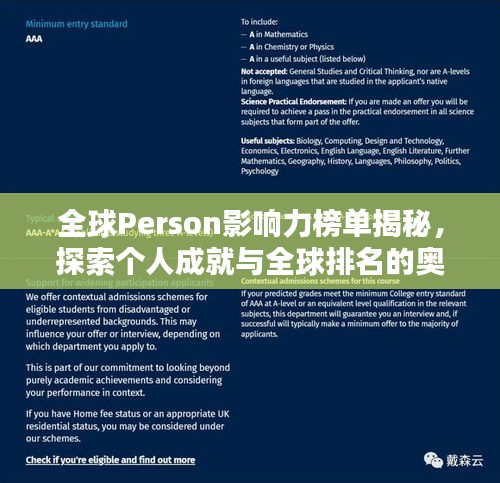 全球Person影响力榜单揭秘，探索个人成就与全球排名的奥秘