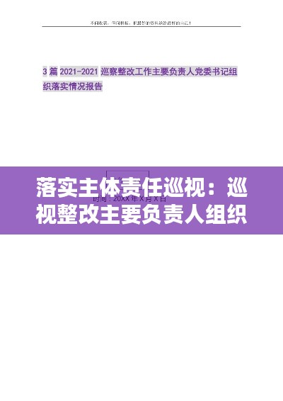 落实主体责任巡视：巡视整改主要负责人组织落实情况报告 