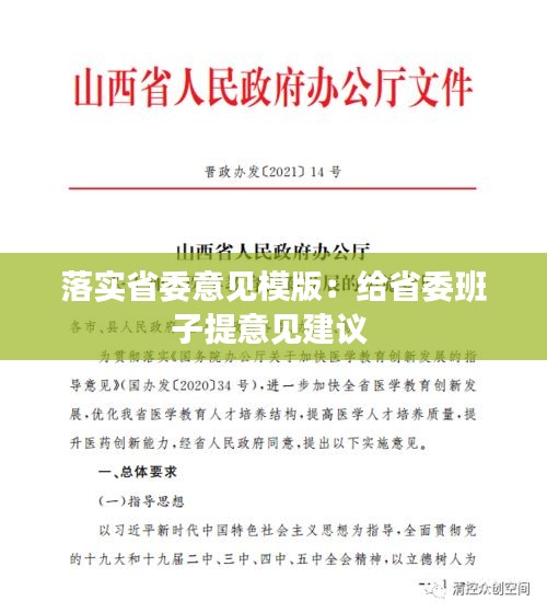 落实省委意见模版：给省委班子提意见建议 