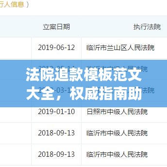法院追款模板范文大全，权威指南助你高效追债