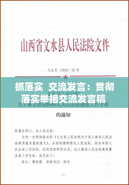 抓落实  交流发言：贯彻落实举措交流发言稿 