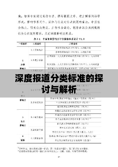 深度报道分类标准的探讨与解析