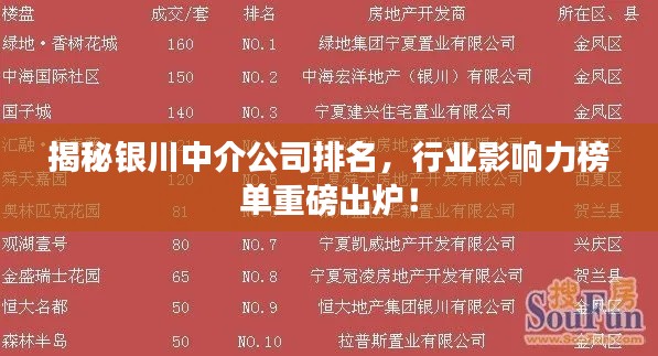 揭秘银川中介公司排名，行业影响力榜单重磅出炉！