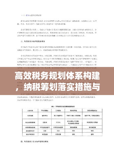 高效税务规划体系构建，纳税筹划落实措施与实践路径探索