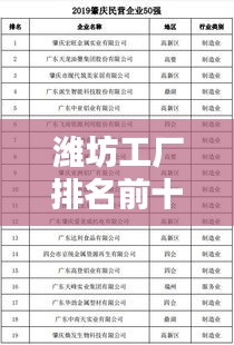 潍坊工厂排名前十榜单揭晓！