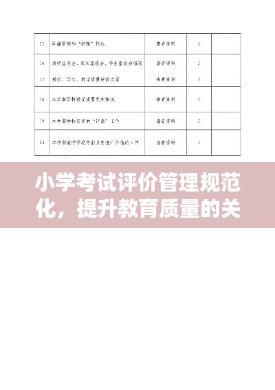 小学考试评价管理规范化，提升教育质量的关键所在