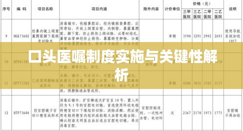 口头医嘱制度实施与关键性解析