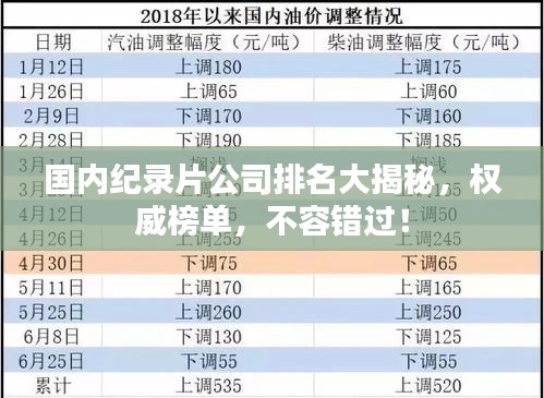 国内纪录片公司排名大揭秘，权威榜单，不容错过！