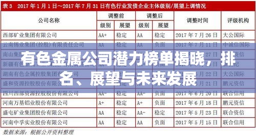 有色金属公司潜力榜单揭晓，排名、展望与未来发展