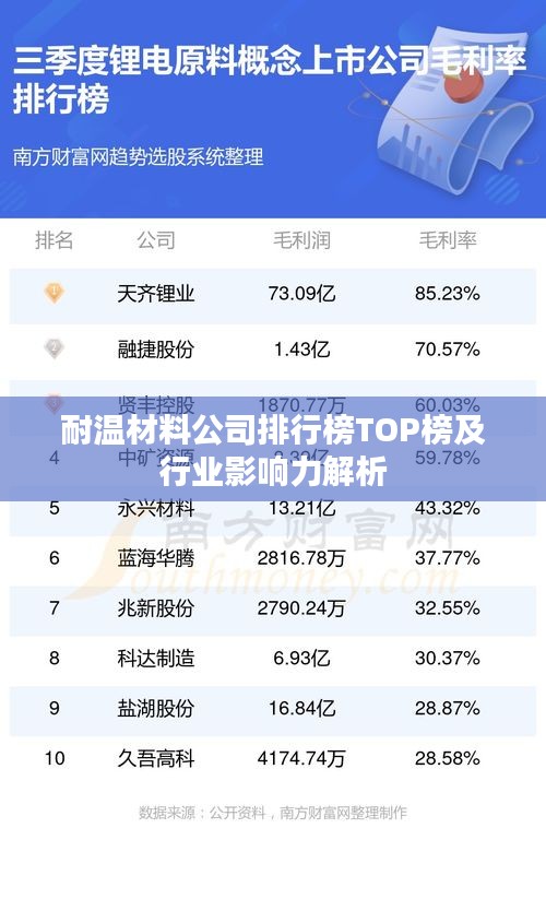 耐温材料公司排行榜TOP榜及行业影响力解析