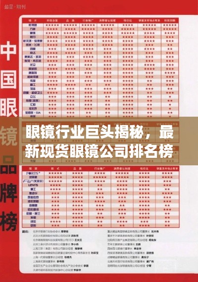 眼镜行业巨头揭秘，最新现货眼镜公司排名榜单重磅出炉！