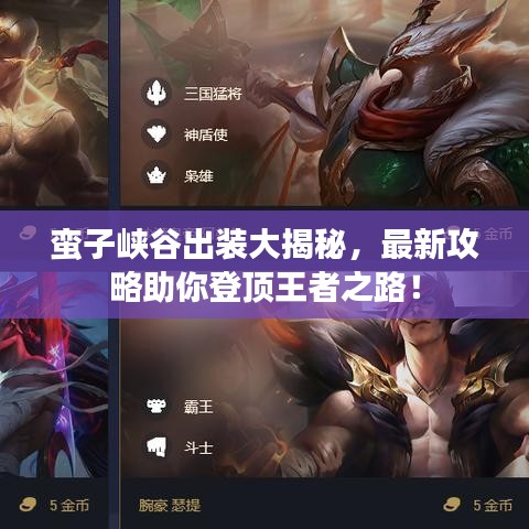蛮子峡谷出装大揭秘，最新攻略助你登顶王者之路！