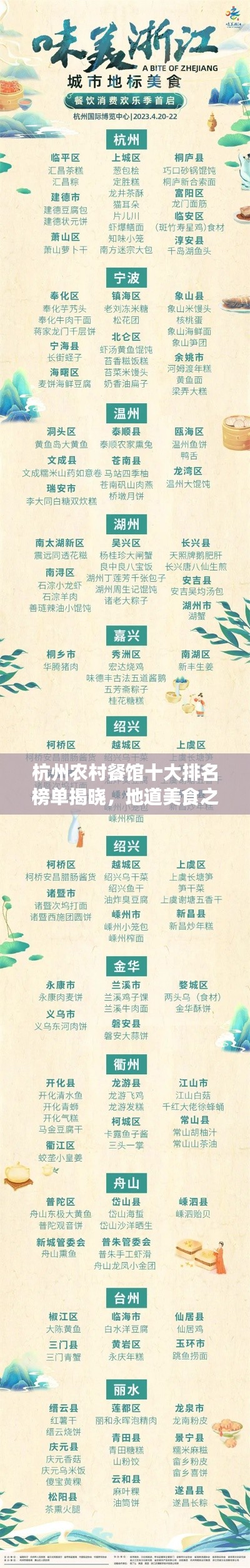 杭州农村餐馆十大排名榜单揭晓，地道美食之旅不容错过