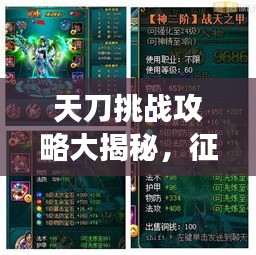 天刀挑战攻略大揭秘，征服游戏高峰的终极秘诀