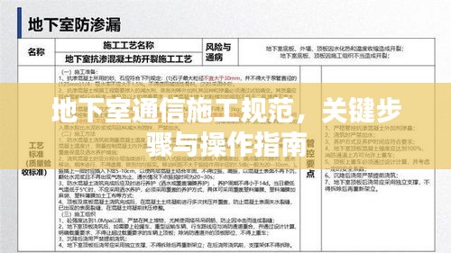 地下室通信施工规范，关键步骤与操作指南