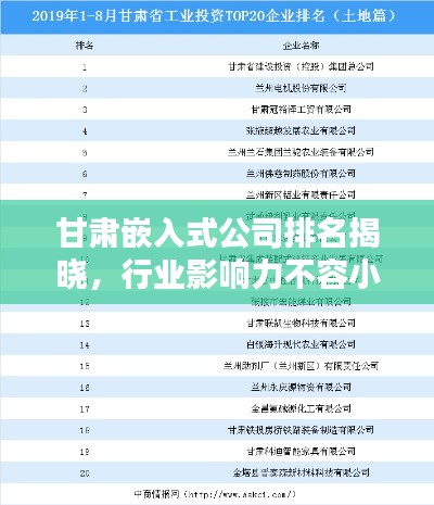 甘肃嵌入式公司排名揭晓，行业影响力不容小觑