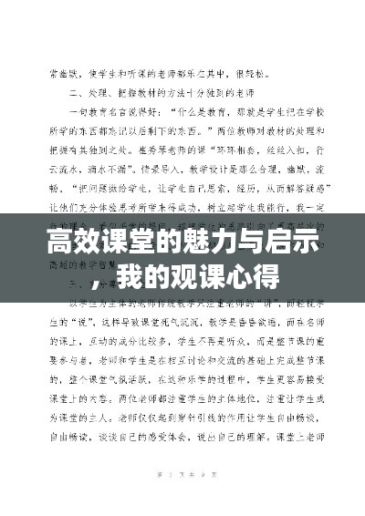 高效课堂的魅力与启示，我的观课心得