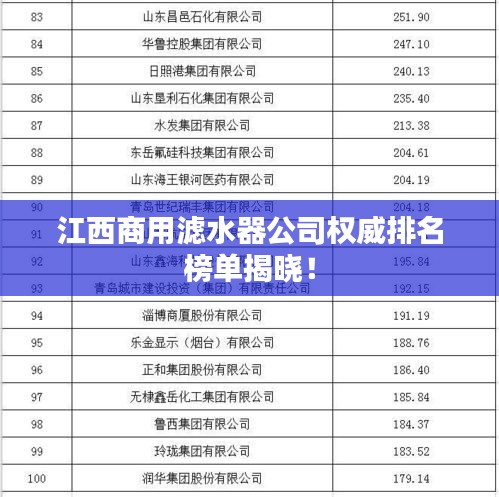 江西商用滤水器公司权威排名榜单揭晓！