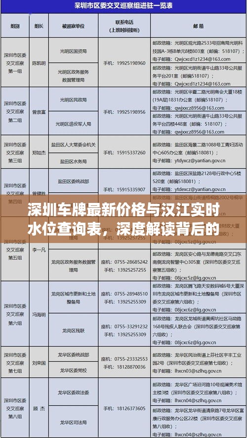 深圳车牌最新价格与汉江实时水位查询表，深度解读背后的关联与影响