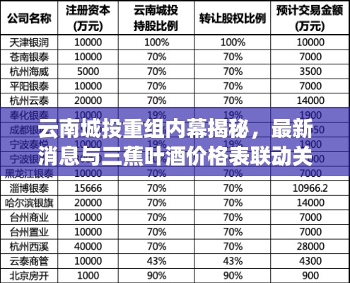 云南城投重组内幕揭秘，最新消息与三蕉叶酒价格表联动关系重磅揭晓！
