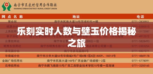乐刻实时人数与壁玉价格揭秘之旅