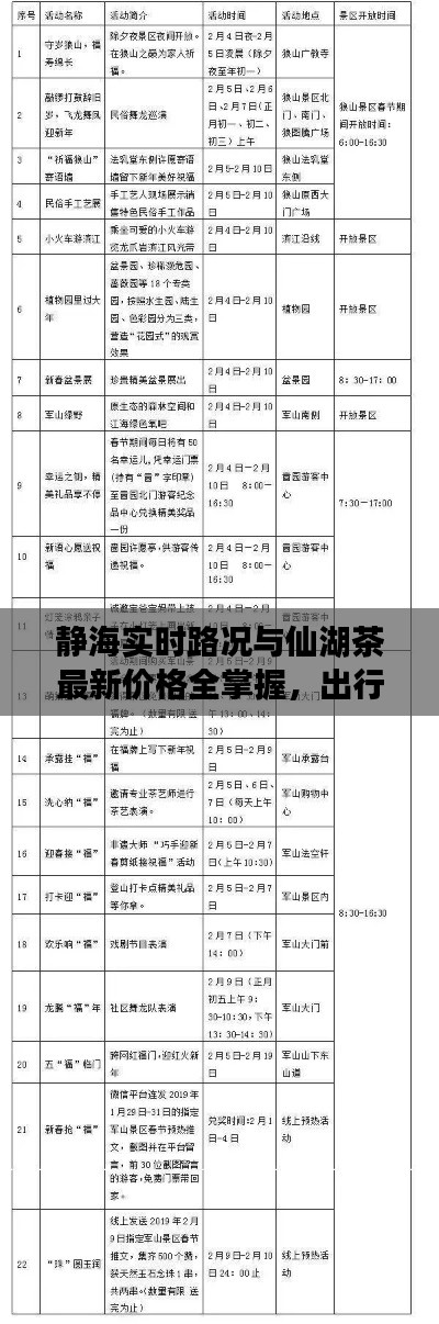 静海实时路况与仙湖茶最新价格全掌握,出行购物两不误