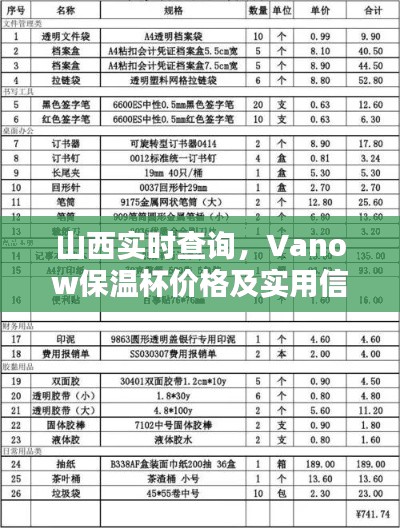 山西实时查询，Vanow保温杯价格及实用信息全掌握