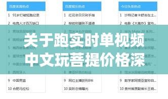 关于跑实时单视频中文玩菩提价格深度剖析的文章
