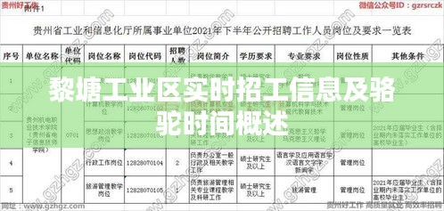 黎塘工业区实时招工信息及骆驼时间概述