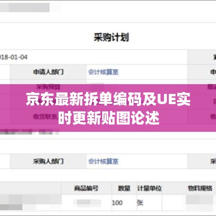 京东最新拆单编码及UE实时更新贴图论述