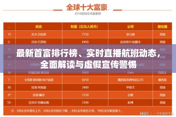 最新首富排行榜、实时直播航班动态，全面解读与虚假宣传警惕