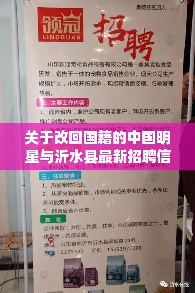 关于改回国籍的中国明星与沂水县最新招聘信息的相关内容