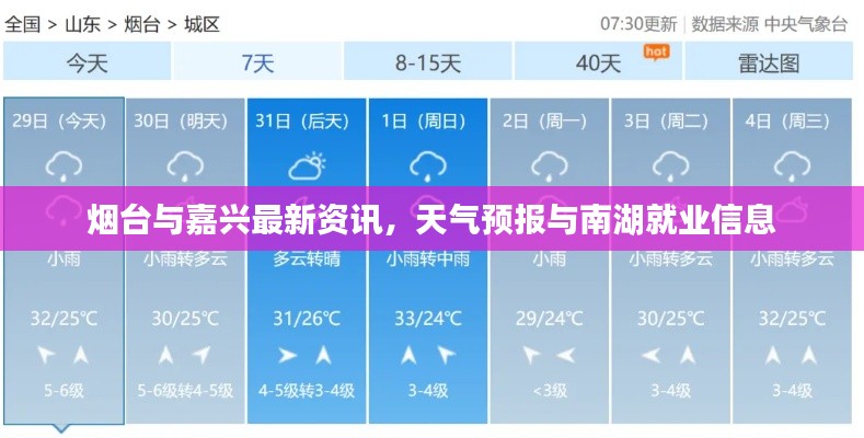 烟台与嘉兴最新资讯,天气预报与南湖就业信息