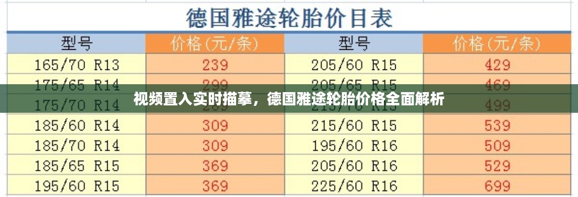 视频置入实时描摹,德国雅途轮胎价格全面解析