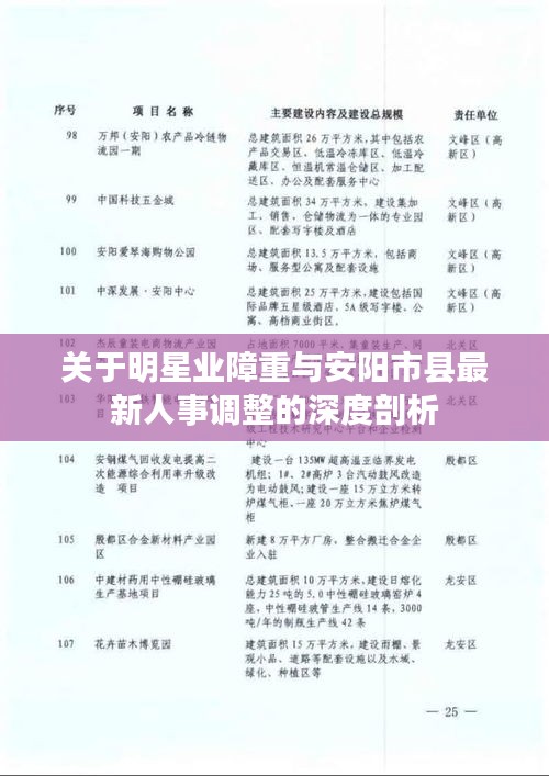 关于明星业障重与安阳市县最新人事调整的深度剖析